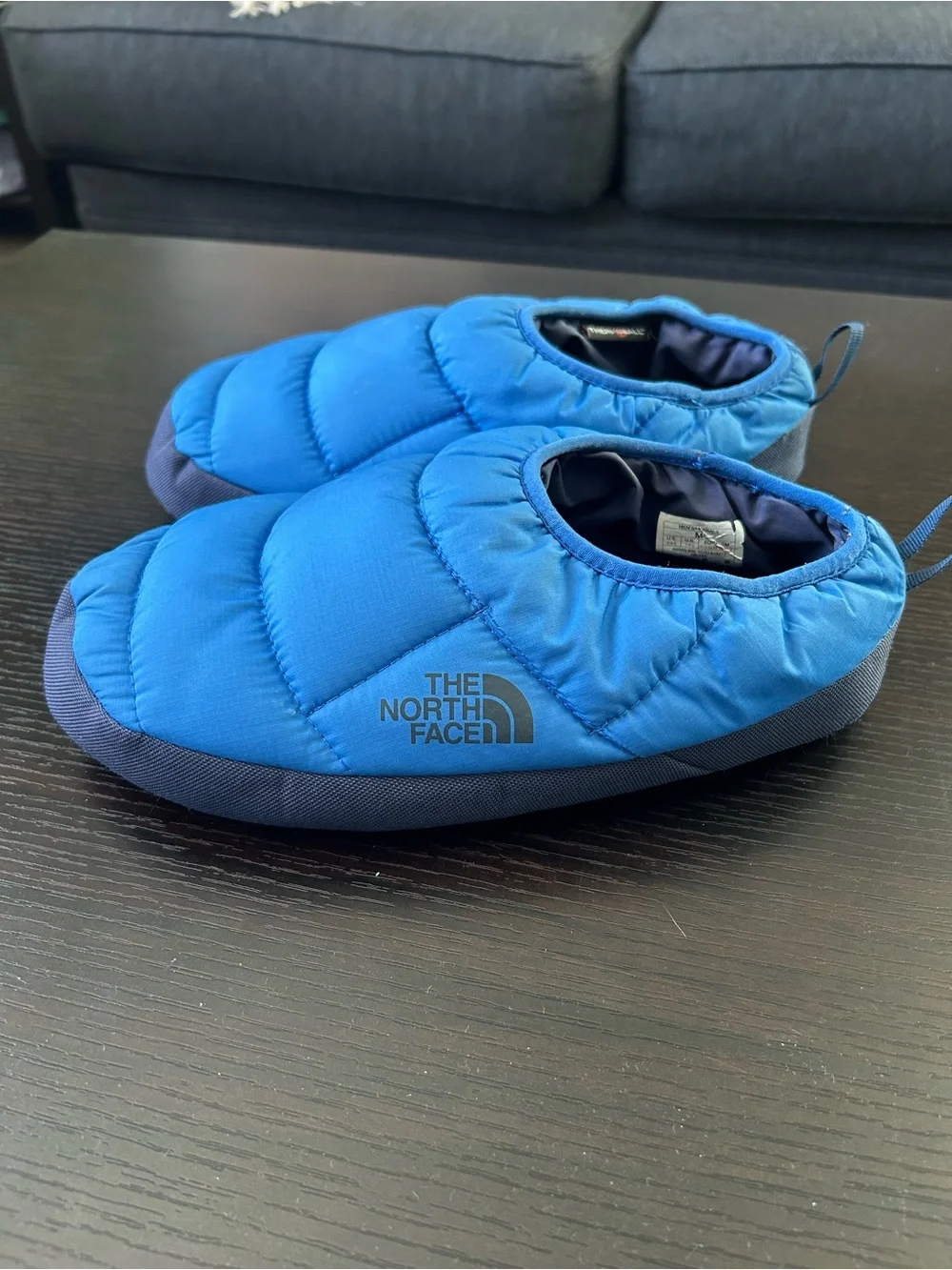 The North Face men’s ThermoShoes - Blue Cozy Slip-Ons